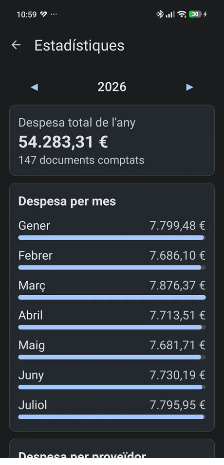 Despesa de l'any, mes a mes
