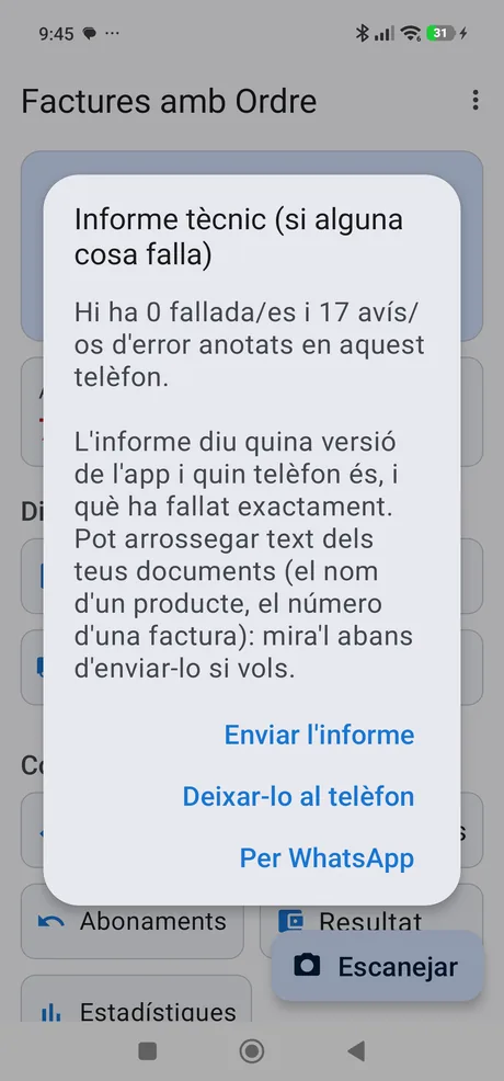 Què s'envia i què hi ha anotat · dades d'exemple